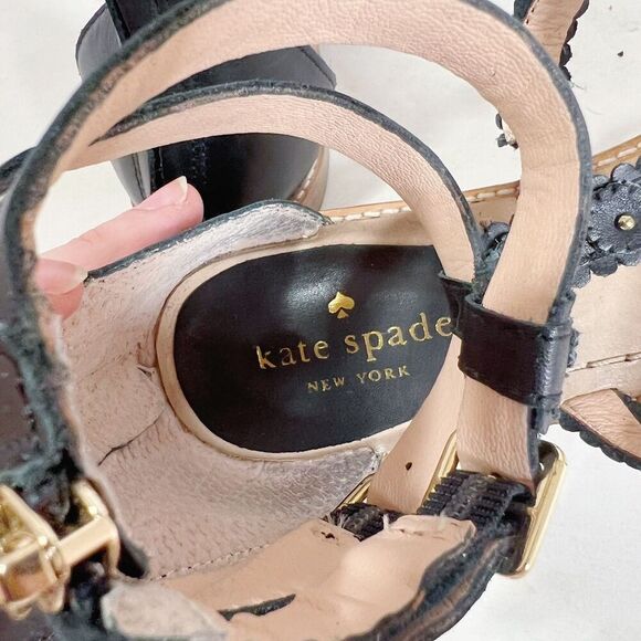 Kate Spade Black Flower Gladiator Strappy Sandals Women's Size 10 - Picture 4 of 7
